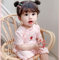 Load image into Gallery viewer, Baby Girls Fruit Embroidered Rompers Wholesale 23041162
