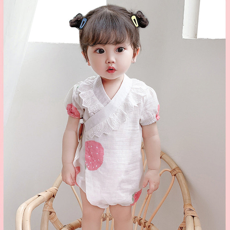 Baby Girls Fruit Print Rompers Wholesale 23041164