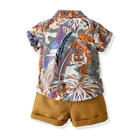 Load image into Gallery viewer, 2 Pieces Set Baby Kid Boys Animals Cartoon Print Shirts And Solid Color Shorts Wholesale 23041165
