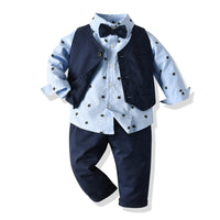 Load image into Gallery viewer, 3 Pieces Set Baby Kid Boys Star Print Shirts Solid Color Vests Waistcoats And Pants Wholesale 23041166
