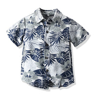 Load image into Gallery viewer, 2 Pieces Set Baby Kid Boys Plant Print Shirts And Solid Color Shorts Wholesale 23041167
