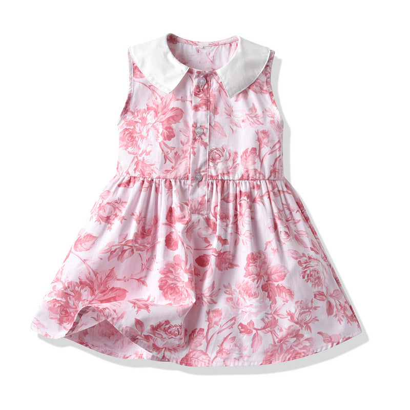 Baby Kid Girls Flower Print Dresses Wholesale 23041174