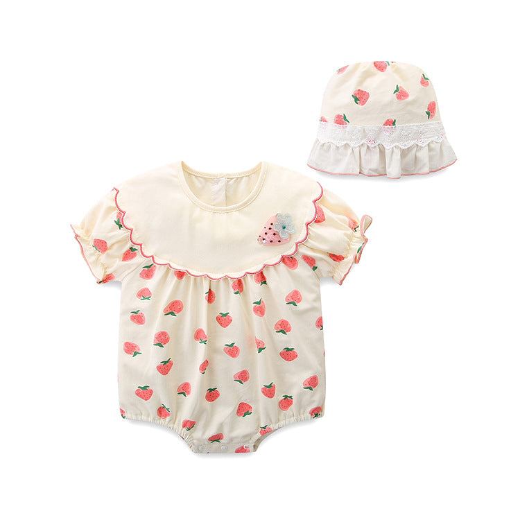 Baby Girls Fruit Print Rompers Wholesale 23041183