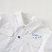 Load image into Gallery viewer, 2 Pieces Set Baby Kid Boys Letters Cartoon Print Shirts And Striped Shorts Wholesale 23041184
