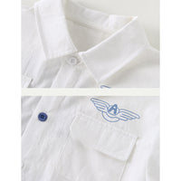 Load image into Gallery viewer, 2 Pieces Set Baby Kid Boys Letters Cartoon Print Shirts And Striped Shorts Wholesale 23041184
