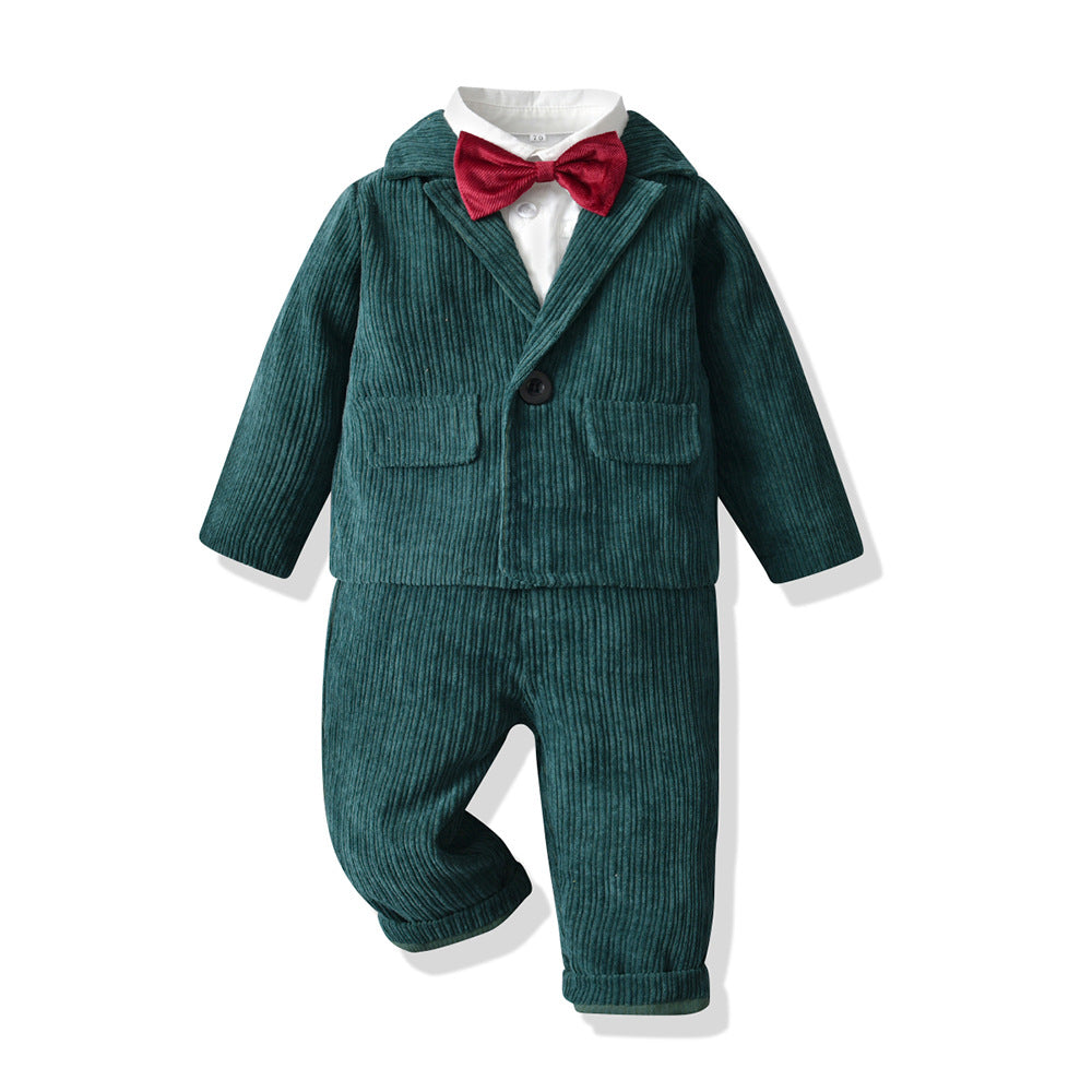 3 Pieces Set Baby Kid Boys Solid Color Shirts Pants And Jackets Outwears Wholesale 23041188