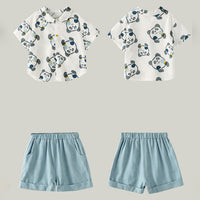 Load image into Gallery viewer, 2 Pieces Set Baby Kid Boys Animals Cartoon Print Shirts And Solid Color Shorts Wholesale 23041194
