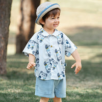 Load image into Gallery viewer, 2 Pieces Set Baby Kid Boys Animals Cartoon Print Shirts And Solid Color Shorts Wholesale 23041194
