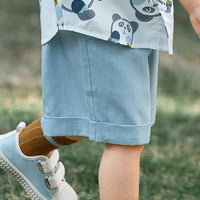 Load image into Gallery viewer, 2 Pieces Set Baby Kid Boys Animals Cartoon Print Shirts And Solid Color Shorts Wholesale 23041194
