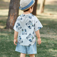Load image into Gallery viewer, 2 Pieces Set Baby Kid Boys Animals Cartoon Print Shirts And Solid Color Shorts Wholesale 23041194
