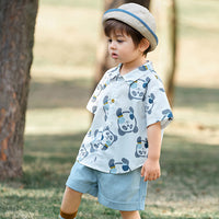 Load image into Gallery viewer, 2 Pieces Set Baby Kid Boys Animals Cartoon Print Shirts And Solid Color Shorts Wholesale 23041194
