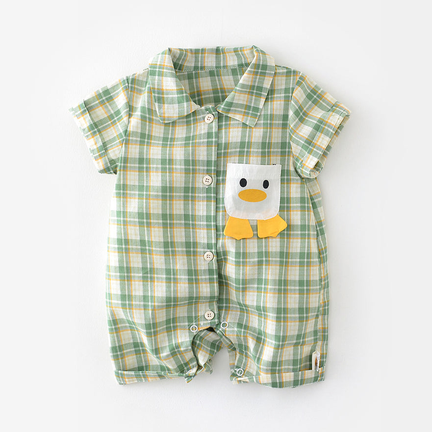 Baby Unisex Checked Cartoon Jumpsuits Wholesale 230413163