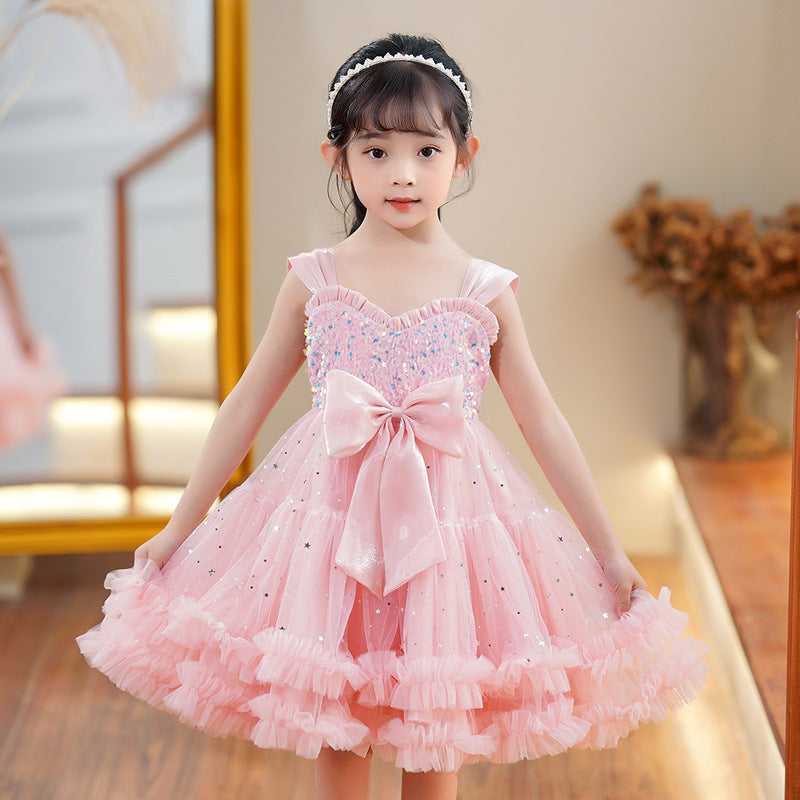 Baby Kid Girls Color-blocking Bow Lace Princess Dresses Wholesale 230413211