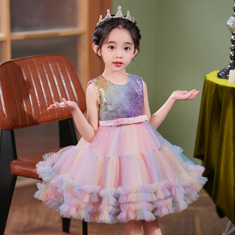 Baby Kid Big Kid Girls Solid Color Print Dresses Princess Dresses Wholesale 230413253
