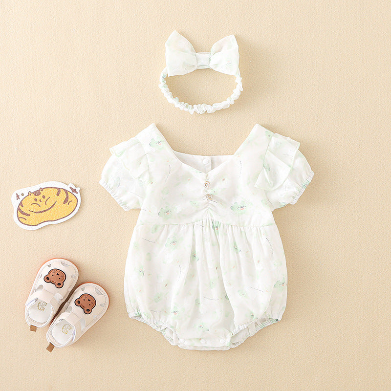 Baby Girls Print Rompers Wholesale 230413332