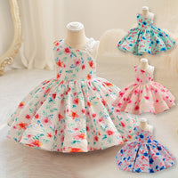 Load image into Gallery viewer, Baby Kid Girls Color-blocking Flower Print Dressy Princess Dresses Wholesale 230413351
