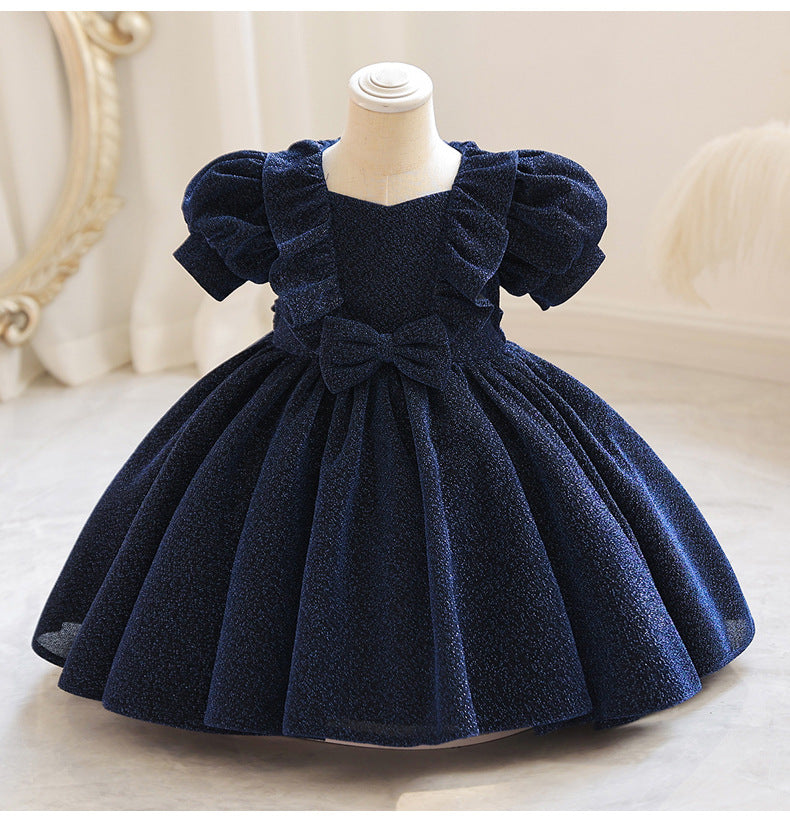 Baby Kid Girls Solid Color Bow Princess Dresses Wholesale 230413366