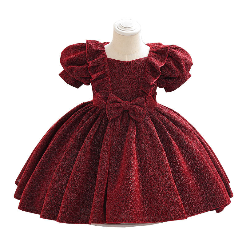 Baby Kid Girls Solid Color Bow Princess Dresses Wholesale 230413366