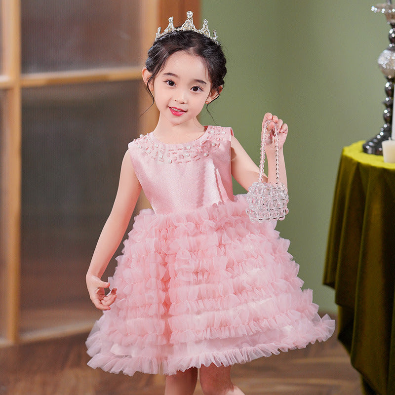 Kid Girls Solid Color Birthday Party Dresses Princess Dresses Wholesale 230413395