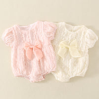 Load image into Gallery viewer, Baby Girls Solid Color Bow Rompers Wholesale 230413396
