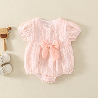 Load image into Gallery viewer, Baby Girls Solid Color Bow Rompers Wholesale 230413396
