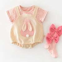 Load image into Gallery viewer, Baby Girls Striped Rabbit Rompers Wholesale 230413421
