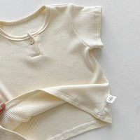 Load image into Gallery viewer, 2 Pieces Set Baby Unisex Solid Color T-Shirts Cartoon And Embroidered Rompers Wholesale 230413427
