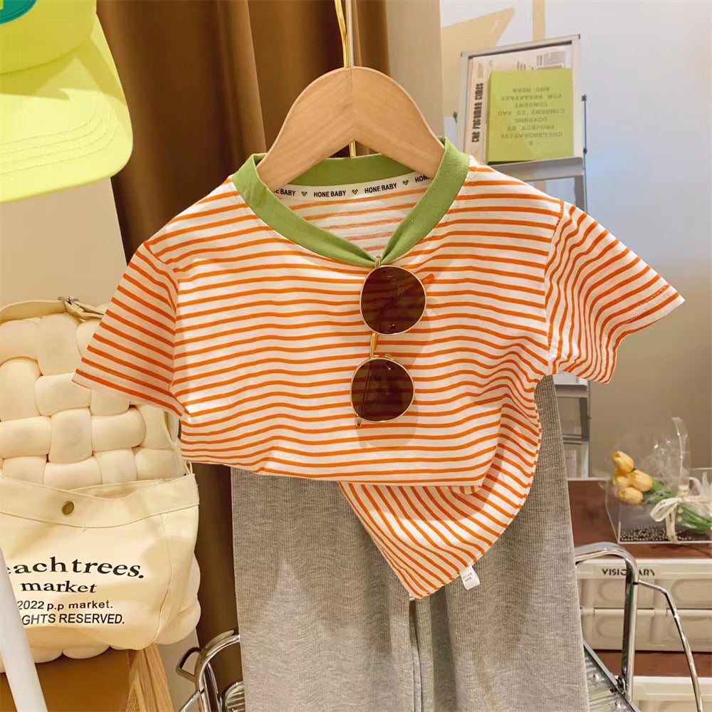 Baby Kid Girls Striped T-Shirts Wholesale 230413437