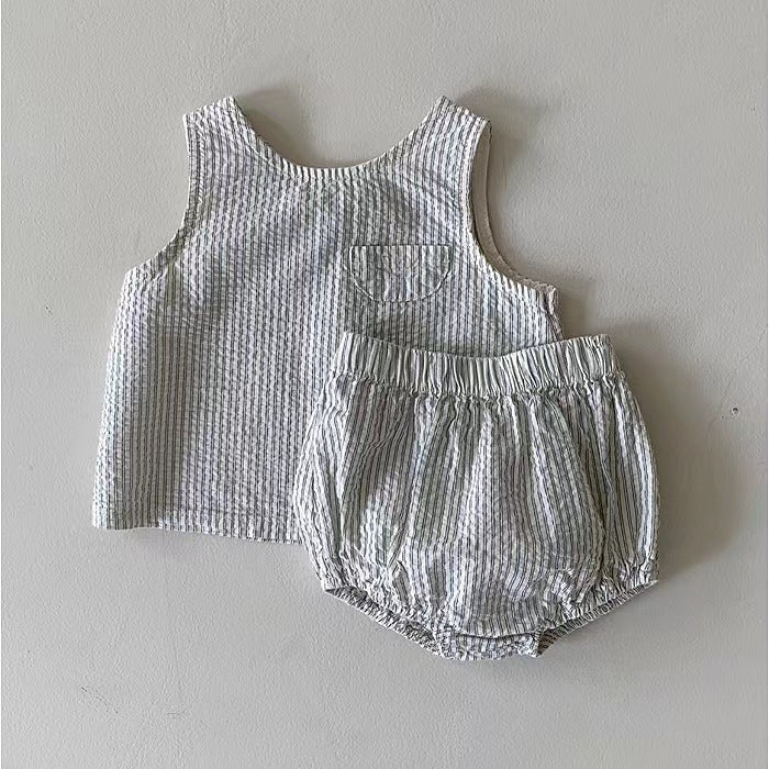 2 Pieces Set Baby Unisex Striped Tank Tops And Shorts Wholesale 230413590