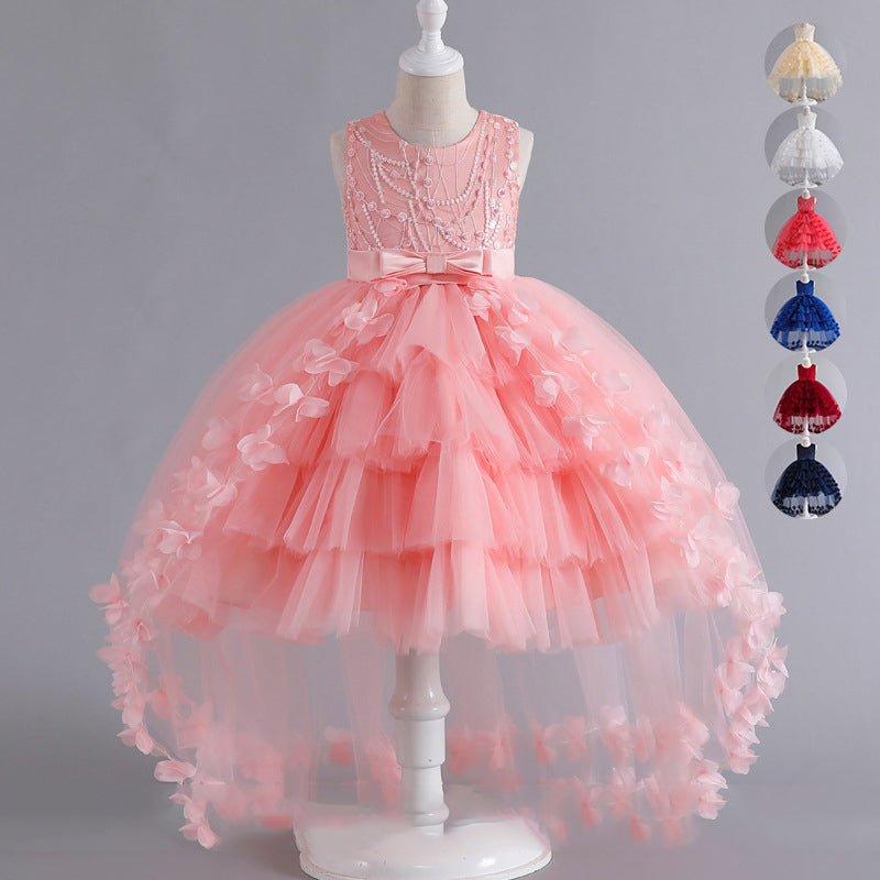 Kid Girls Solid Color Butterfly Dressy Princess Dresses Wholesale 23041373