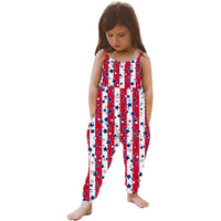 Load image into Gallery viewer, Baby Kid Girls Star Print Independence Day Jumpsuits Wholesale 23053103
