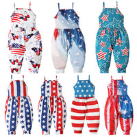 Load image into Gallery viewer, Baby Kid Girls Star Print Independence Day Jumpsuits Wholesale 23053103
