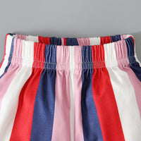 Load image into Gallery viewer, 2 Pieces Set Baby Kid Girls Independence Day Letters Print T-Shirts And Color-blocking Shorts Wholesale 23053104
