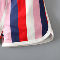 Load image into Gallery viewer, 2 Pieces Set Baby Kid Girls Independence Day Letters Print T-Shirts And Color-blocking Shorts Wholesale 23053104
