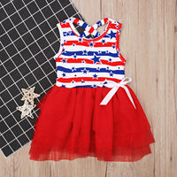 Load image into Gallery viewer, Baby Kid Girls Striped Star Independence Day Dresses Wholesale 23053105
