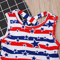 Load image into Gallery viewer, Baby Kid Girls Striped Star Independence Day Dresses Wholesale 23053105

