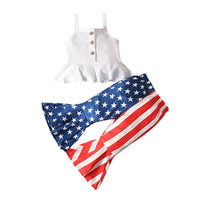 Load image into Gallery viewer, 2 Pieces Set Baby Kid Girls Independence Day Solid Color Print Tank Tops And Star Pants Wholesale 23053106
