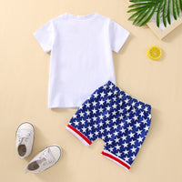 Load image into Gallery viewer, 2 Pieces Set Baby Kid Boys Independence Day Letters Print T-Shirts And Star Shorts Wholesale 23053108
