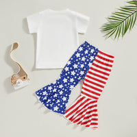 Load image into Gallery viewer, 2 Pieces Set Baby Kid Girls Independence Day Letters Print T-Shirts And Color-blocking Pants Wholesale 23053112
