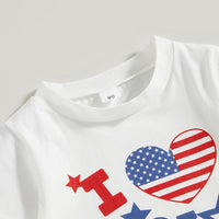 Load image into Gallery viewer, 2 Pieces Set Baby Kid Girls Independence Day Letters Print T-Shirts And Color-blocking Pants Wholesale 23053112
