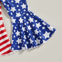 Load image into Gallery viewer, 2 Pieces Set Baby Kid Girls Independence Day Letters Print T-Shirts And Color-blocking Pants Wholesale 23053112
