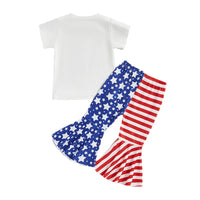 Load image into Gallery viewer, 2 Pieces Set Baby Kid Girls Independence Day Letters Print T-Shirts And Color-blocking Pants Wholesale 23053112

