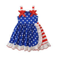 Load image into Gallery viewer, Baby Kid Girls Star Bow Independence Day Dresses Wholesale 23053115

