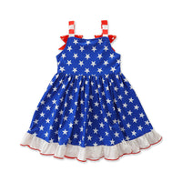 Load image into Gallery viewer, Baby Kid Girls Star Bow Independence Day Dresses Wholesale 23053115
