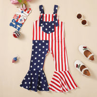 Load image into Gallery viewer, Baby Kid Girls Striped Star Print Independence Day Jumpsuits Wholesale 23053116

