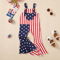 Load image into Gallery viewer, Baby Kid Girls Striped Star Print Independence Day Jumpsuits Wholesale 23053116
