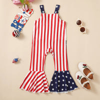 Load image into Gallery viewer, Baby Kid Girls Striped Star Print Independence Day Jumpsuits Wholesale 23053116
