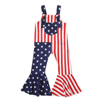 Load image into Gallery viewer, Baby Kid Girls Striped Star Print Independence Day Jumpsuits Wholesale 23053116
