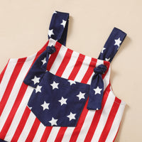 Load image into Gallery viewer, Baby Kid Girls Striped Star Print Independence Day Jumpsuits Wholesale 23053116
