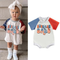 Load image into Gallery viewer, Baby Unisex Letters Color-blocking Independence Day Rompers Wholesale 23053124
